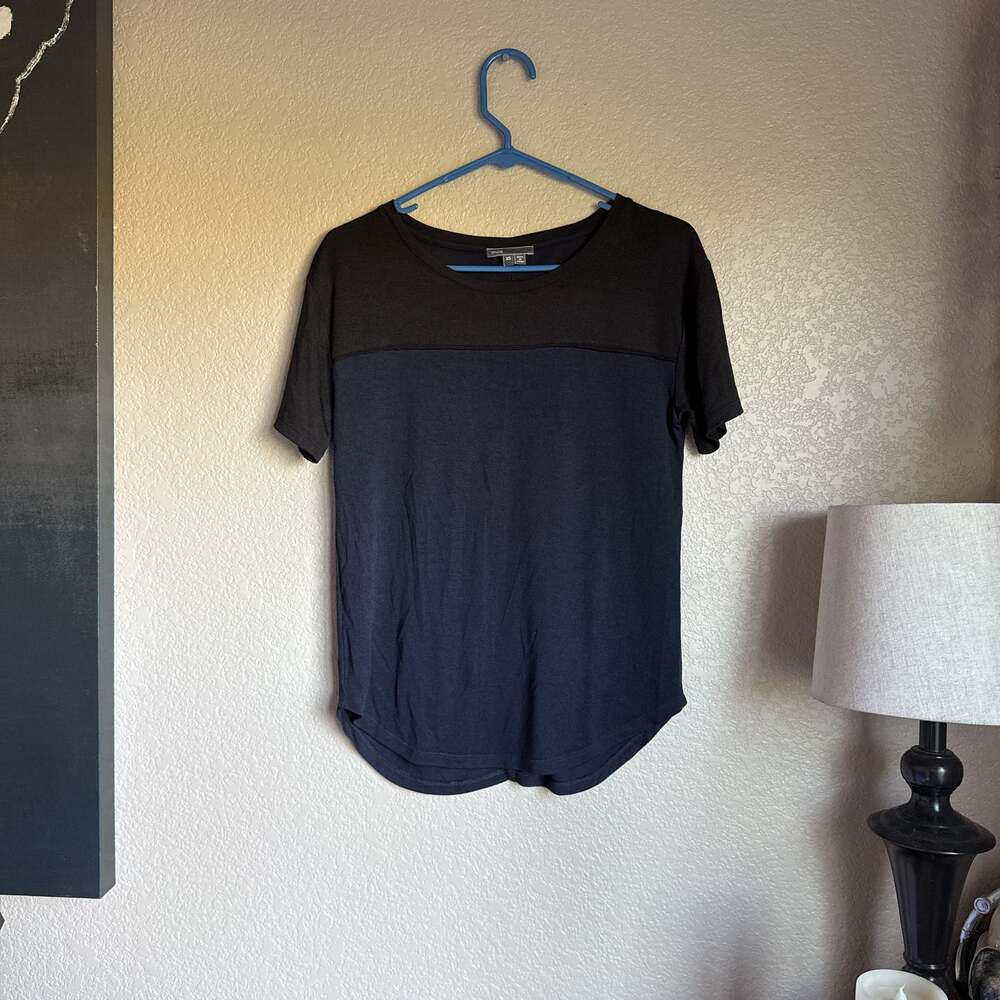 Women's Vince Black Navy Blue Crewneck Short Sleeve Colorblock Top sz XS
